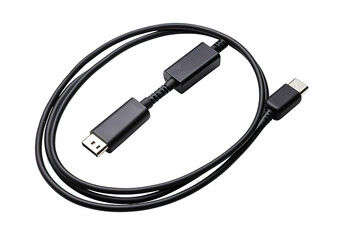 Black micro usb and usb type c isolated on PNG Background. Generative Ai.