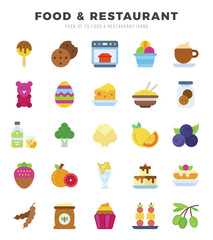 Food and Restaurant Flat icons collection. 25 icon set in a Flat design.