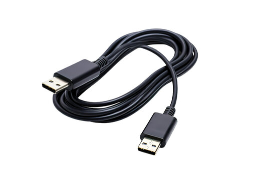 Black micro usb and usb type c isolated on PNG Background. Generative Ai.
