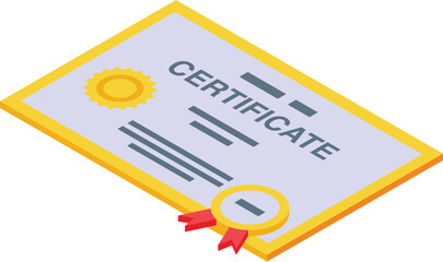 Medical graduation certificate icon isometric vector. Health record. Clinic case