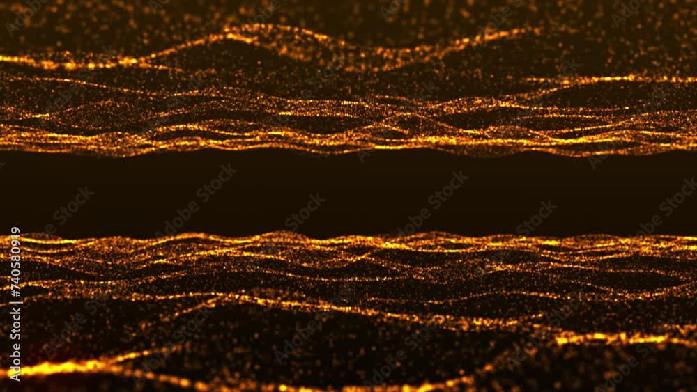 Poster animated particle wave. futuristic pattern of dots on a dark background. big data digital code. tech