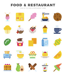 Food and Restaurant Icon Pack 25 Vector Symbols for Web Design.