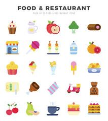 Simple Set of Food and Restaurant Related Vector Flat Icons.