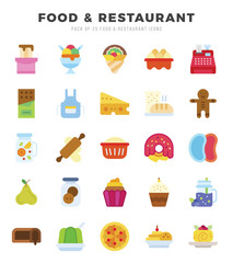 Food and Restaurant web icons in Flat style.
