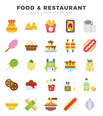 Set of Food and Restaurant Icons Flat icons collection.