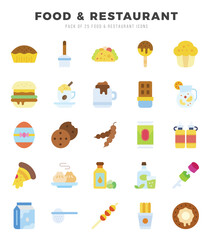 Set of Food and Restaurant Icons. Simple line art style icons pack.