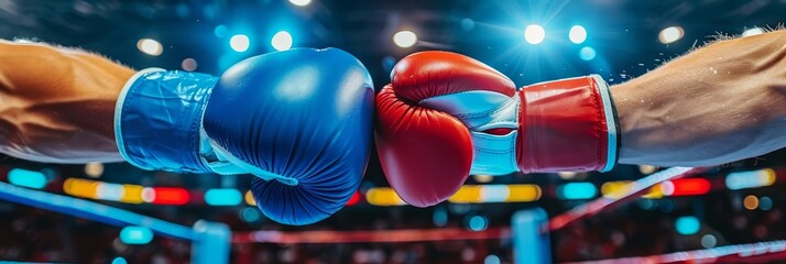 Intense boxing moment  glove striking opponent, showcasing power and precision in sport.