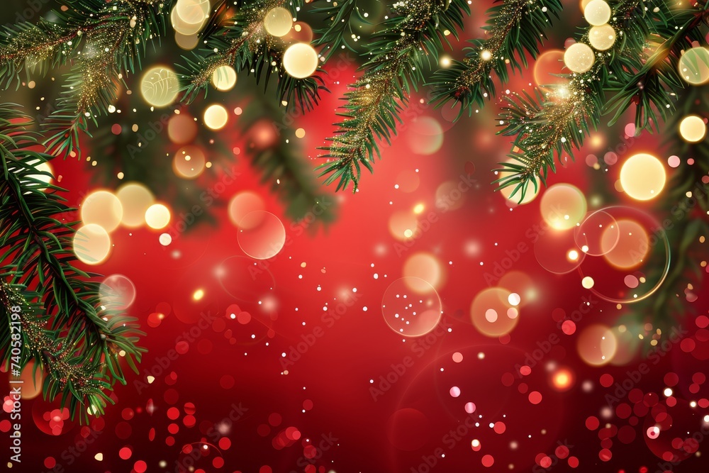 Fototapete the border of a christmas decoration is decorated with golden glitter confetti and sparkles of light