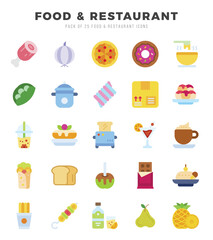 Food and Restaurant web icons in Flat style.