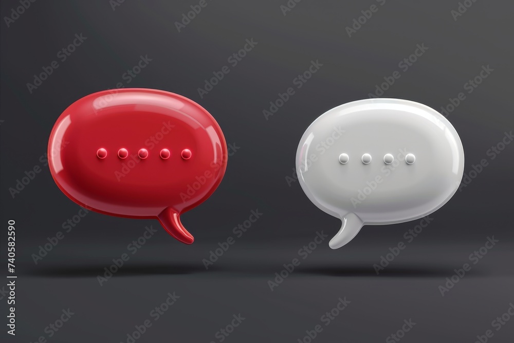 Aufkleber collection of speech bubbles in red and white colors. modern 3d design with chat dialogue bubbles. i