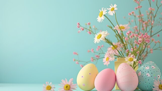 Modern Happy Easter Card with Abstract Pastel Design