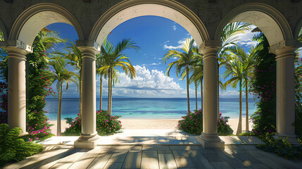 View of the beach through the arches.