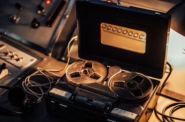 Old vintage reel to reel-to-reel tape recorder