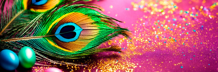 Naklejka premium beautiful easter background with feathers. Selective focus.