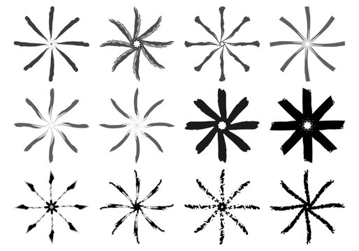 Hija de iconos negro de asteriscos hechos con trazado de pincel.