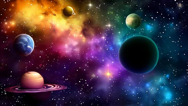 Solar system planets and stars in space. Elements of this image furnished by NASA