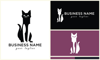 line cat head logo template