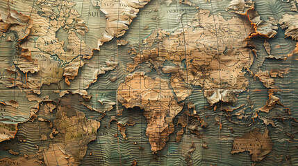 Vintage land map abstract made with collage.