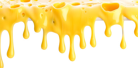 Tasty cheese is melting down isolated on a white background