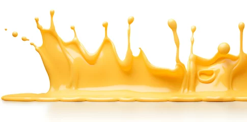 Poster Tasty cheese is melting down isolated on a white background © Oksana