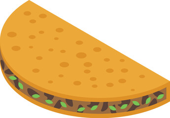 Breakfast quesadilla icon isometric vector. Meat menu. Corn breakfast