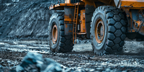 Heavy machinery operates in coal mines for the extraction and transportation of coal masses.