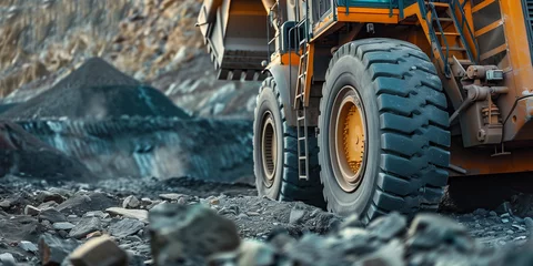 Foto op Canvas Heavy machinery operates in coal mines for the extraction and transportation of coal masses. © sandsun