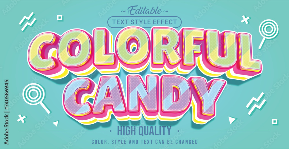 Poster Editable text style effect - Colorful Candy text style theme.