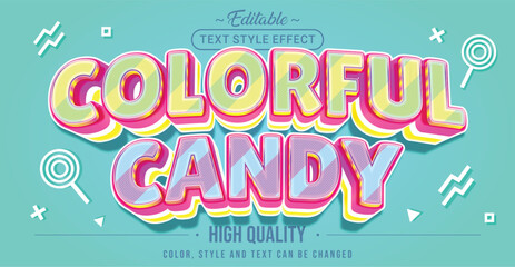 Editable text style effect - Colorful Candy text style theme. - obrazy, fototapety, plakaty