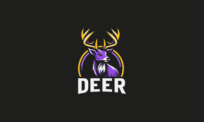 head deer logo design esport vector flat design template