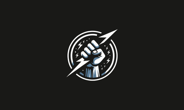hand hold lightning vector logo design