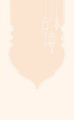 Pre-made background on an oriental theme with Arabic elements in pastel colors. Arabic motifs depicted in silhouettes on a colored background are suitable for invitations, cards, branding, printing an
