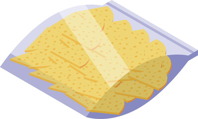 Nachos pack icon isometric vector. Bowl food. Art snack chips