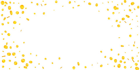 European Union Euro coins falling. Scattered gold