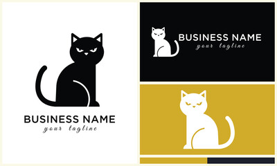 line cat head logo template