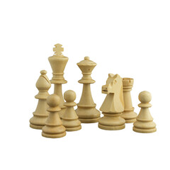 set of white chess pieces on a transparent background