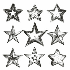 Star doodle collection. Set of hand drawn stars