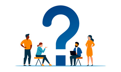 Ask questions when you're confused, have doubts or queries you'd like information on. Business people and employees can use question mark signs to ask inquiries and get answers to solve problems.