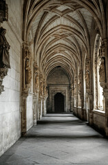 Fototapeta na wymiar Interiors church of San juan de los reyes Toledo Spain. Eighties.
