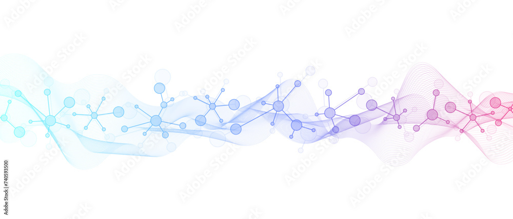 Aufkleber dna abstract background with deoxyribonucleic acid structure and cell molecules for science research