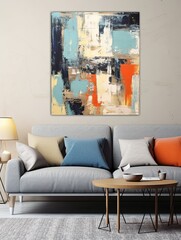 Vintage Art Print - Abstract Expressionism Canvases on Retro Canvas