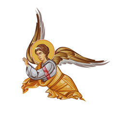 An archangel. Illustration in Byzantine style isolated on white background