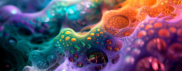 Colorful abstract fractal bubbles, vibrant digital art.