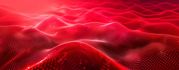 Fotobehang Dynamic red digital landscape, abstract technology concept. © henjon