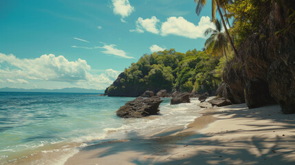 Tropical beach landscape in sunny summer day. Turquoise waters. 300 dpi