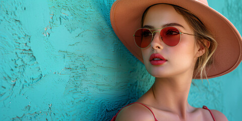 beautiful woman with hat and sunglasses