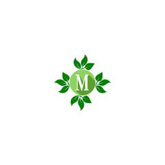 Natural Letter M logo isolated on white background