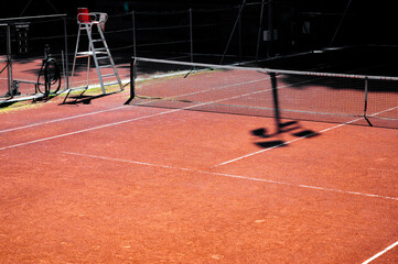 Tennis court under the hot sun
