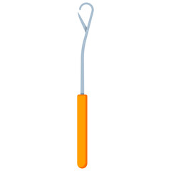 Hook crochet needle vector cartoon illustration isolated on a white background.