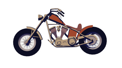 Motorcycle old school chopper machine 3d illustration render PNG